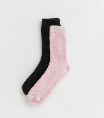 Girls 2 Pack Pink Fluffy Socks New Look