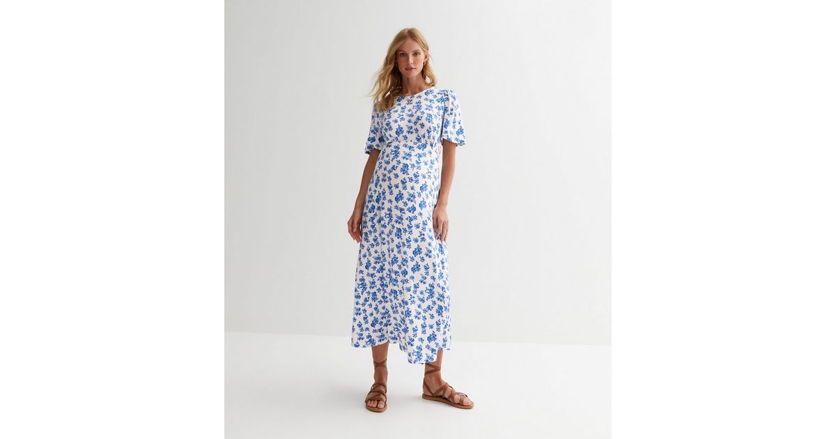 Maternity Off White Floral Midaxi Dress