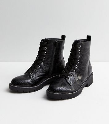 Lace up clearance black biker boots