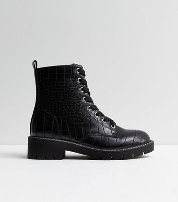 New look black biker hot sale boots