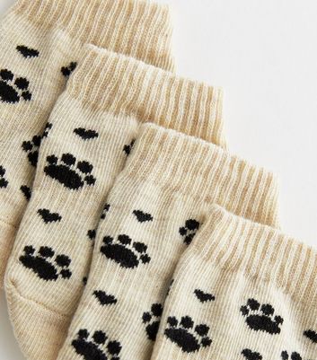 Off White Paw Print Dog Socks New Look