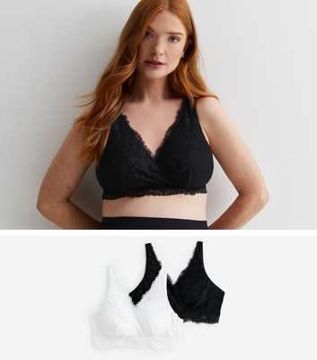 Maternity 2 Pack Black and White Lace Sleep Bras