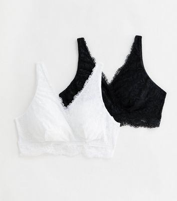 Maternity 2 Pack Black and White Lace Sleep Bras New Look