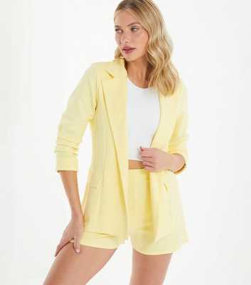 QUIZ Pale Yellow 3/4 Sleeve Tailored Blazer