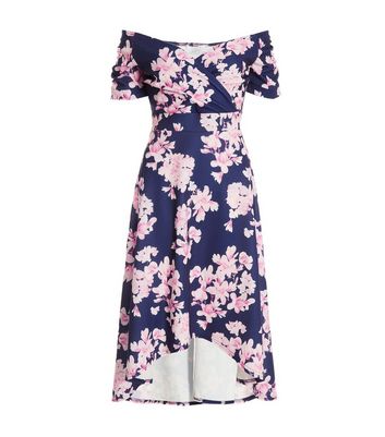 Quiz navy and pink sales floral dress