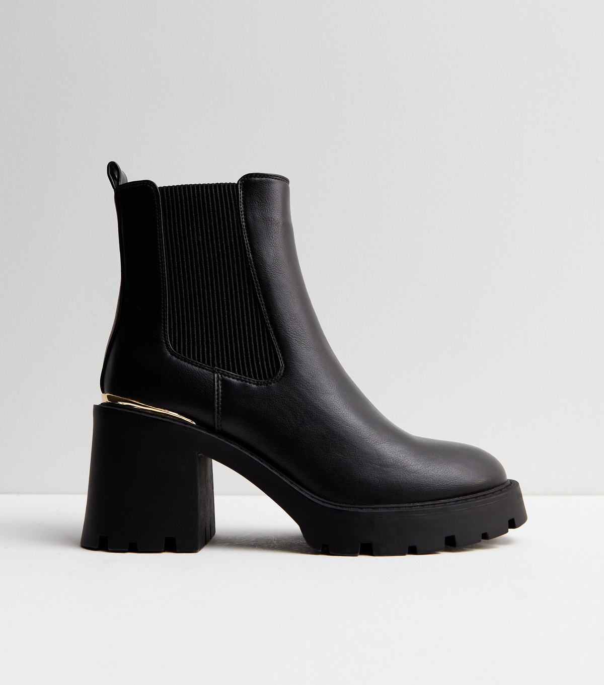 Women's Black Leather-Look Chunky Block Heel Chelsea Boots New Look