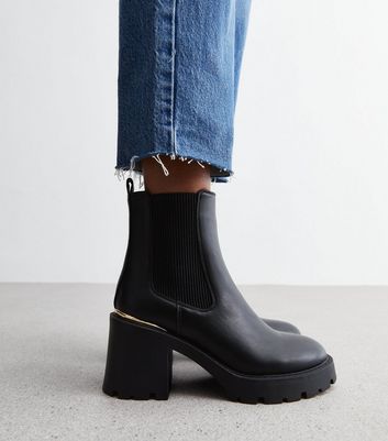 Black chunky clearance heel chelsea boots