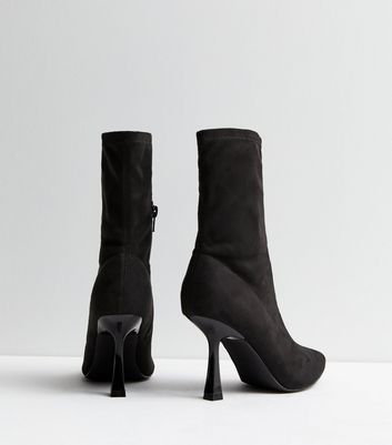 Black Suedette Stiletto Heel Ankle Boots New Look
