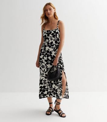 Black Floral Strappy Midaxi Dress New Look