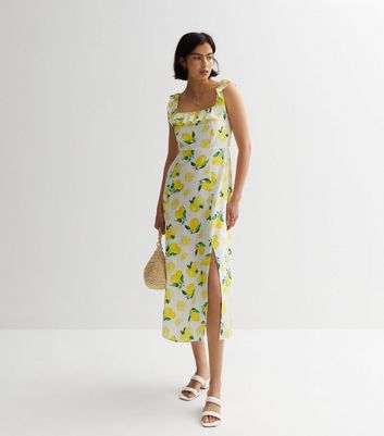 White lemon shop print dress