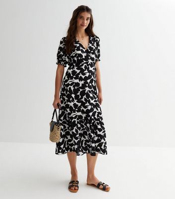 Black leaf sale print dress