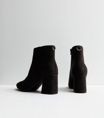 Wide fit black suedette block sale heel chunky boots