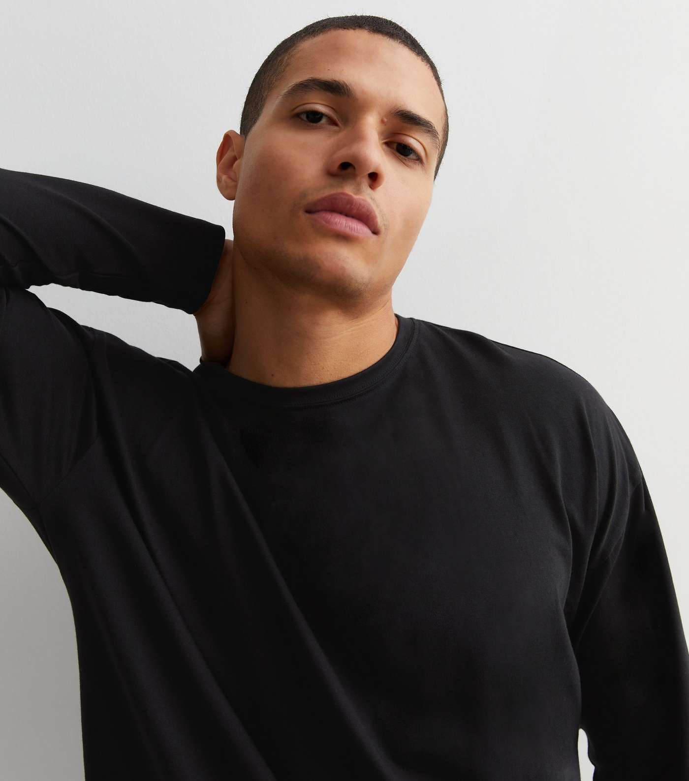 Black Cotton Long Sleeve T-Shirt Image 2