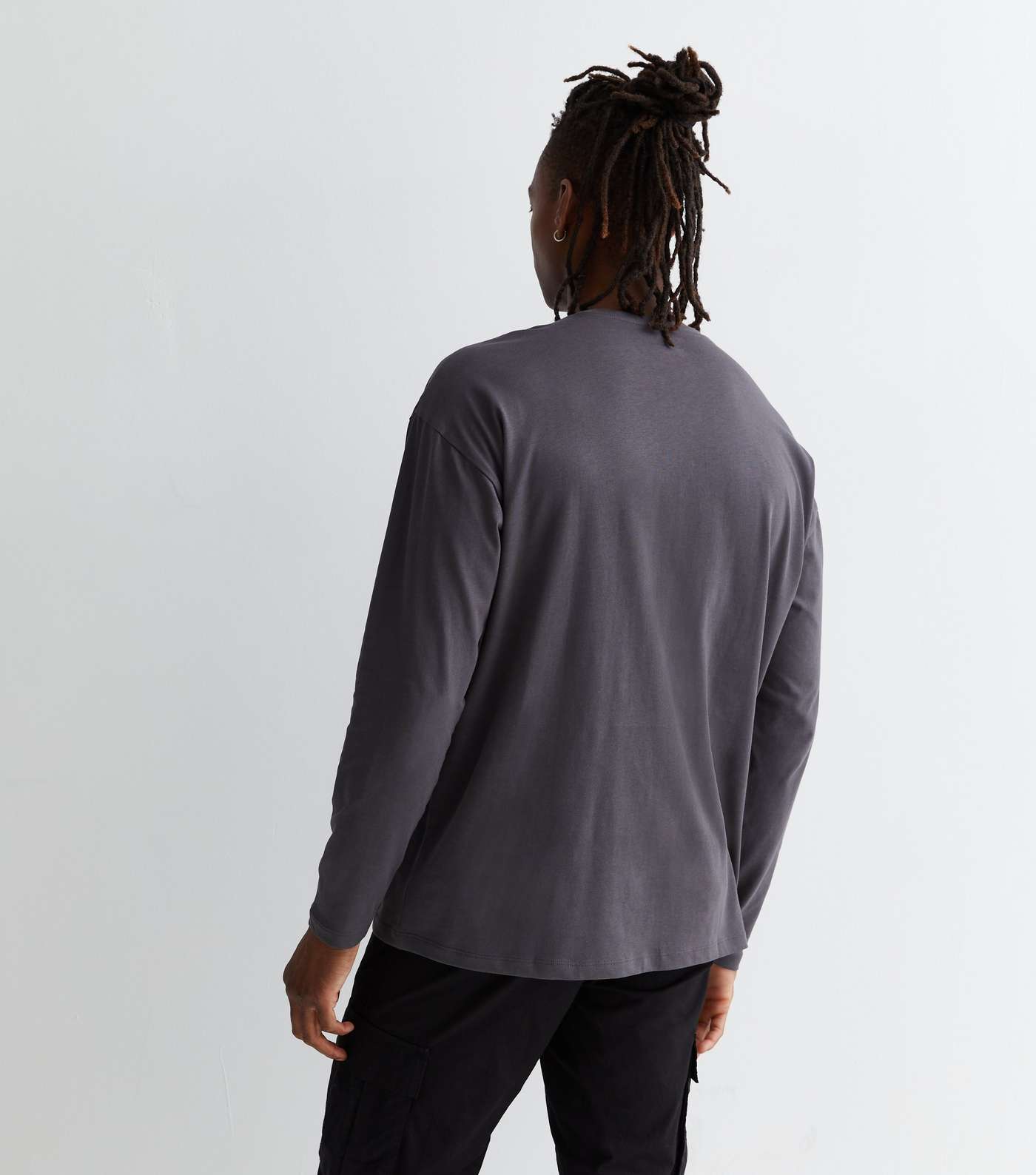 Dark Grey Cotton Long Sleeve T-Shirt Image 4
