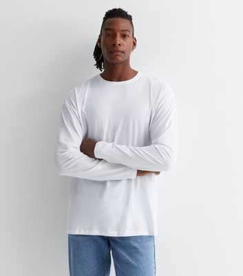 White Cotton Long Sleeve T-Shirt