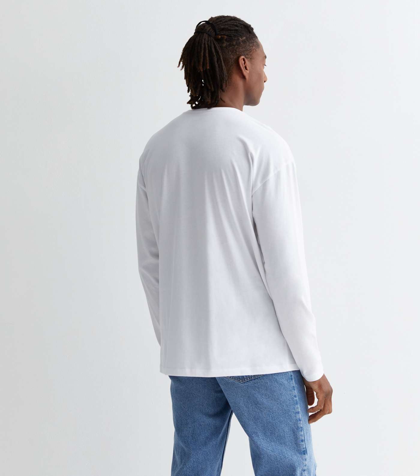 White Cotton Long Sleeve T-Shirt Image 4
