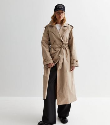 Stone Belted Longline Trench Coat | New Look