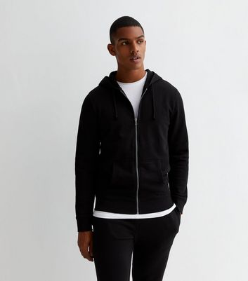 Black fitted zip up hoodie online