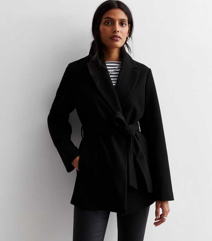 belted wool coat short