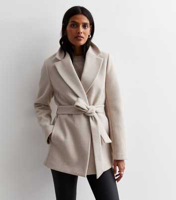 Cream Short Belted Coat