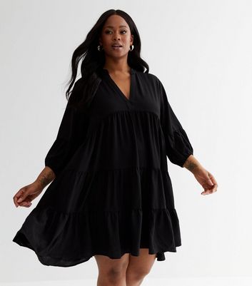 Black tiered shop smock dress