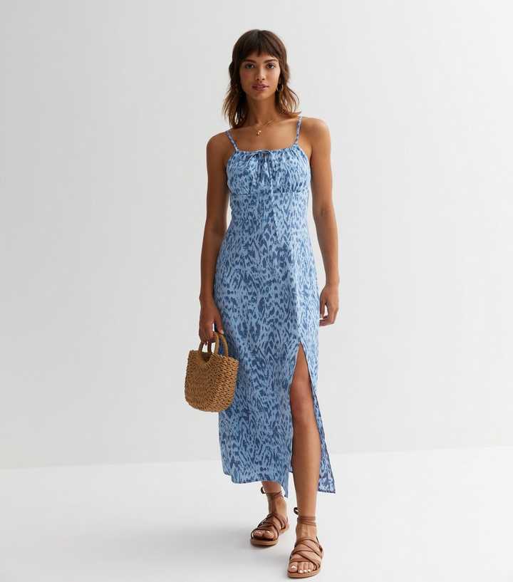 Sunshine Soul Blue Abstract Tie Front Maxi Dress | New Look