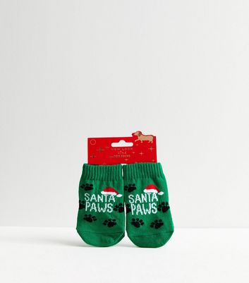 Green Santa Paws Christmas Dog Socks New Look