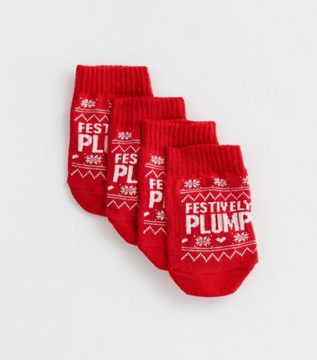 Red Festively Plump Christmas Dog Socks New Look