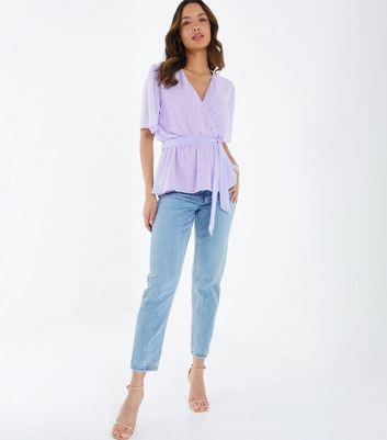 QUIZ Lilac Chiffon Tie Waist Peplum Top | New Look