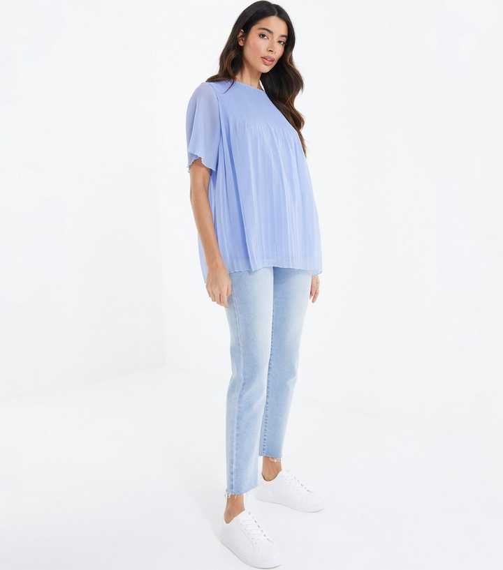 pale blue short sleeve blouse