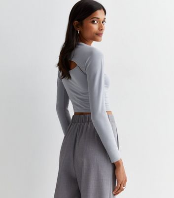 Grey Jersey Crop Shrug Top