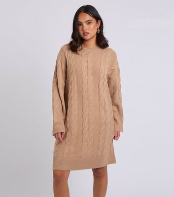 Urban Bliss Camel Cable Knit Mini Dress