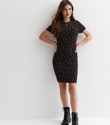 Ladies black floral sales dress