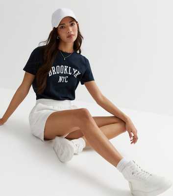 Navy Cotton Brooklyn NYC Logo T-Shirt