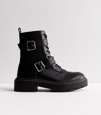 Black biker style boots womens on sale