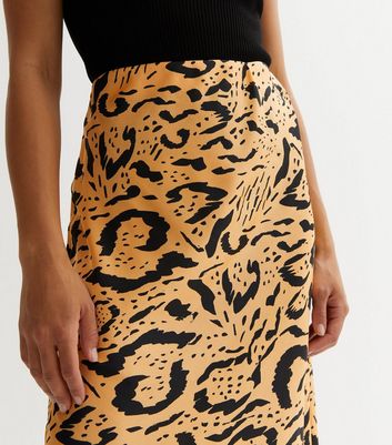 Orange leopard hotsell print pencil skirt