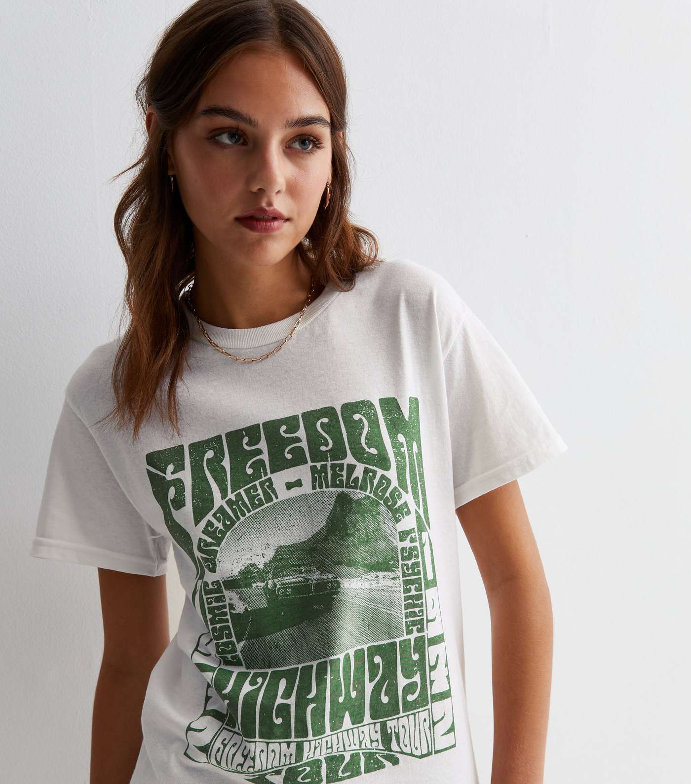 White Cotton Freedom Highway Oversized Logo T-Shirt Image 2