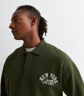 Khaki New York Logo Polo Sweatshirt | New Look