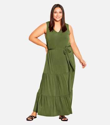 Evans Curves Green Tiered Maxi Dress