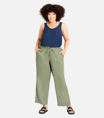 Evans | Women's Plus Size Linen Blend Trouser - Navy - 14w : Target