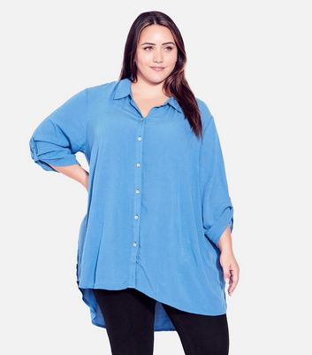 Evans Curves Blue Tunic Shirt New Look