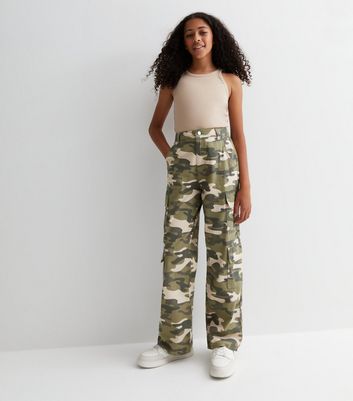 Camo Print Belted Cargo Trousers | boohoo