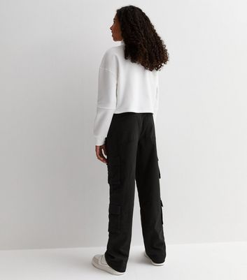 Black straight leg shop trousers with pockets