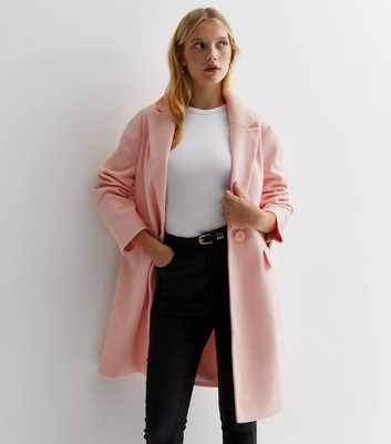 Petite Pink Lined Long Formal Coat