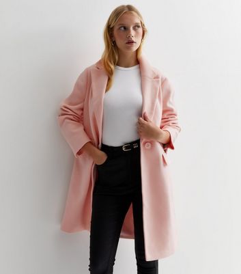 Petite Pink Lined Long Formal Coat New Look