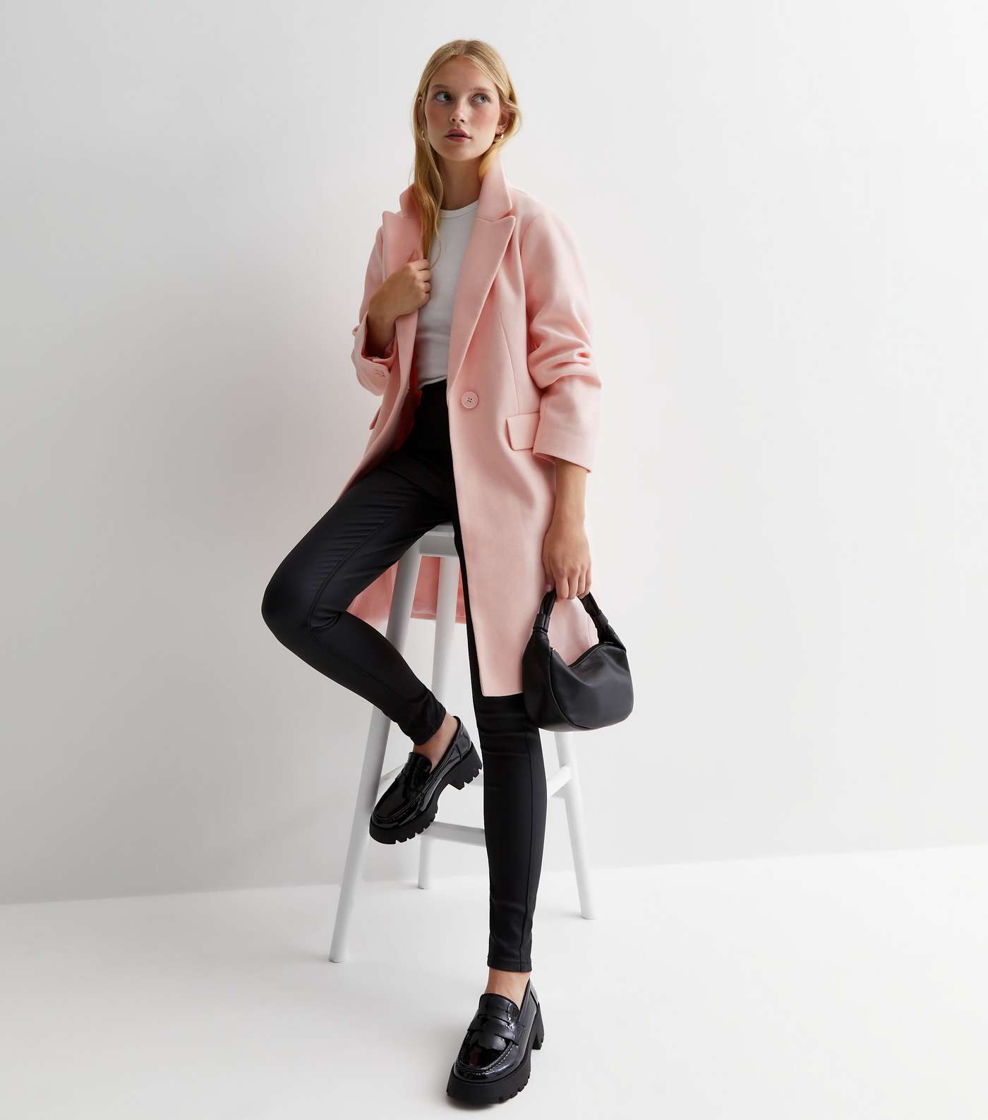 Petite Pink Lined Long Formal Coat Image 2