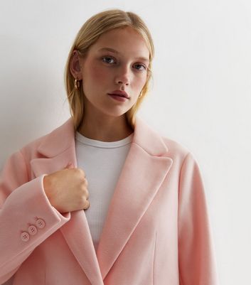 Long pink wool clearance coat