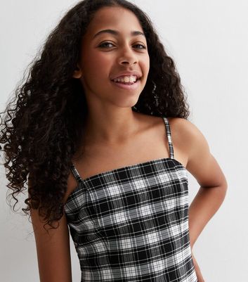 Girls black and hot sale white check dress