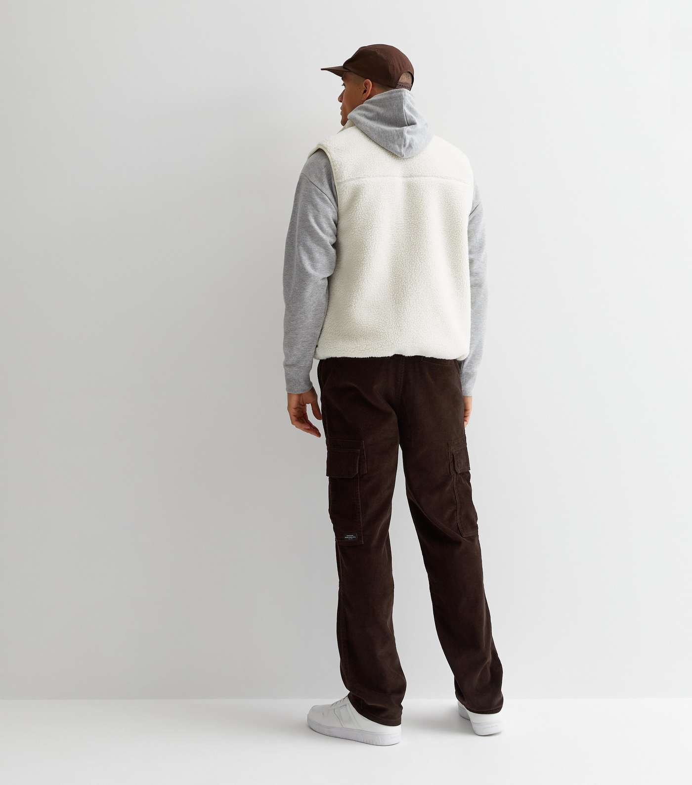 Dark Brown Cord Relaxed Fit Cargo Trousers Image 5