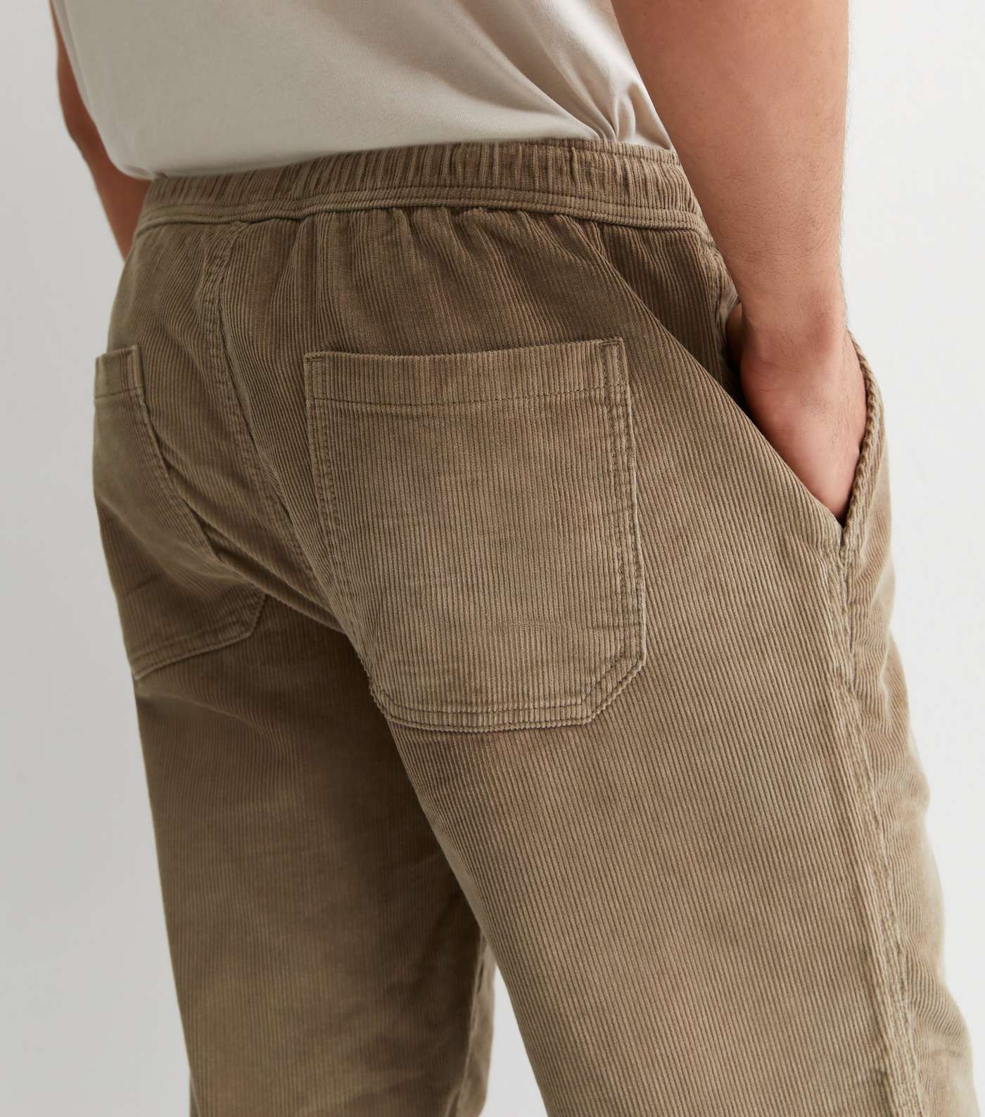 Light Brown Cotton Cord Relaxed Fit Trousers Image 4